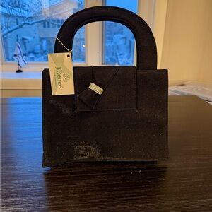 NWT J.Renee Black Handbag with Elegant Bow Accent
